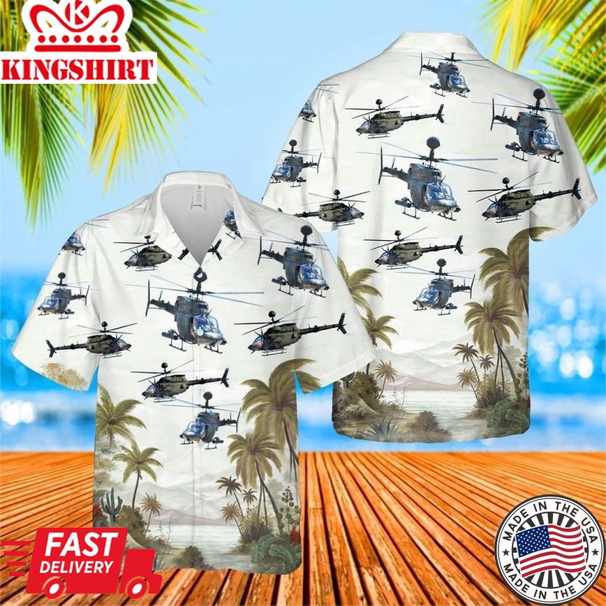 U.S. Army Bell OH-58 Kiowa Trendy Hawaiian Shirt: Tropical Military Vibes