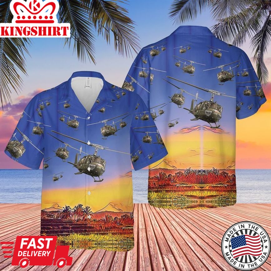 U.S. Army Bell UH-1 Huey Trendy Hawaiian Shirt: Helicopter Enthusiast Collection