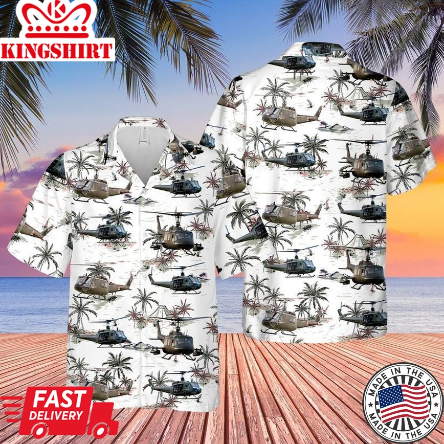 U.S. Army Bell UH-1 Huey Trendy Hawaiian Shirt: Military Aviation Tribute