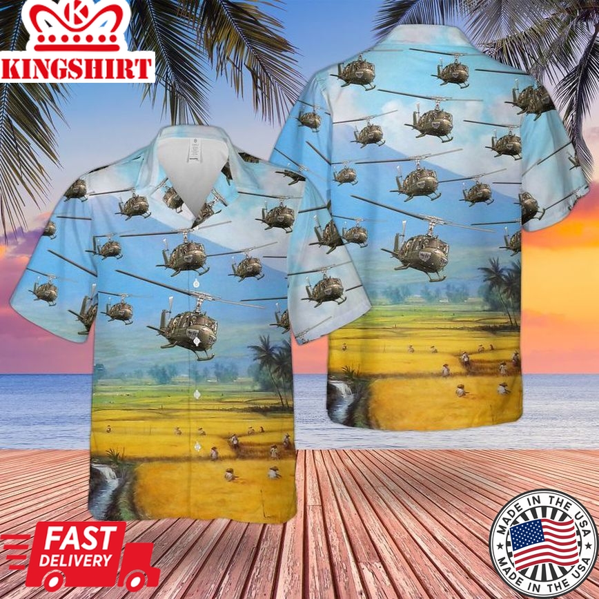 U.S. Army Bell UH-1 Huey Trendy Hawaiian Shirt: Tropical Military Vibes