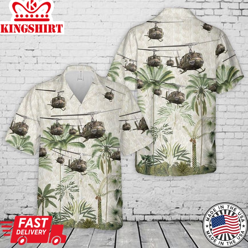 U.S. Army Bell UH-1 Huey Trendy Hawaiian Shirt: Tropical Rotorcraft Adventure