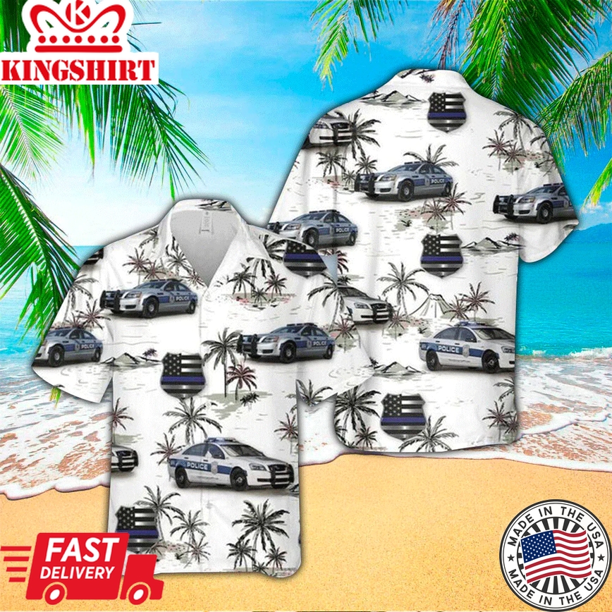 U.S Police Car Patterm Trendy Hawaiian Shirt, Gift For Police