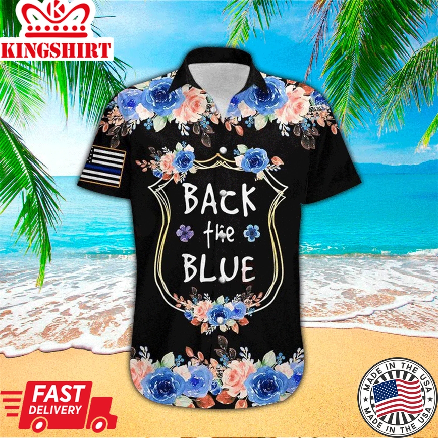 U.S. Police Officer Back The Blue All Over Printed Trendy Hawaiian Shirt