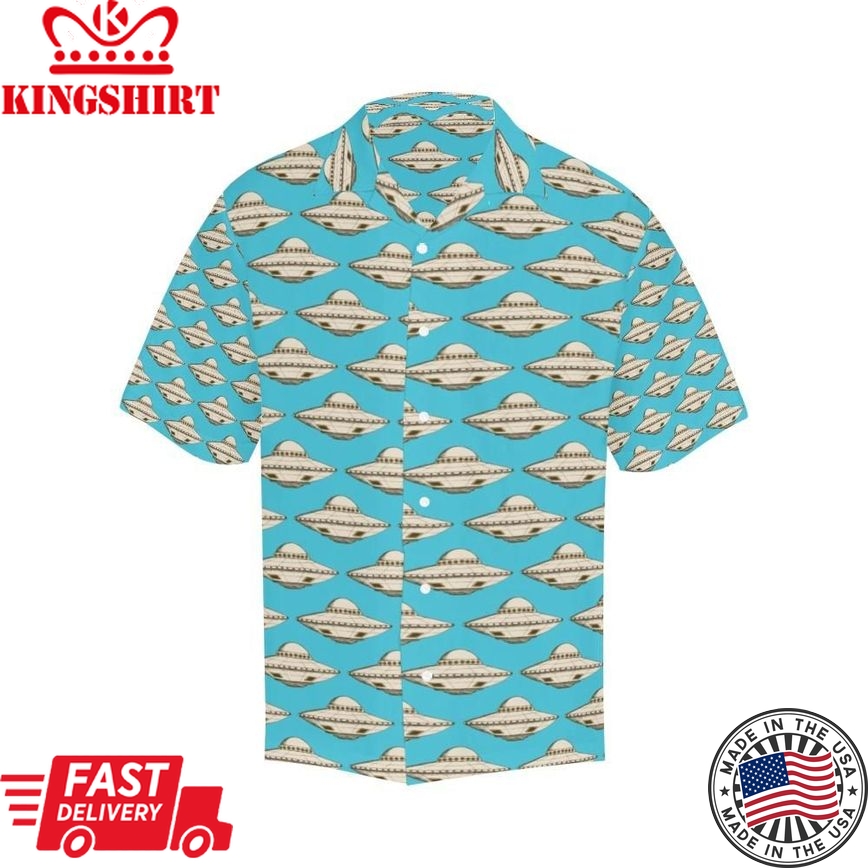 Ufo Hawaii Shirt White Ufo Pattern Blue Hawaiian Aloha Shirt