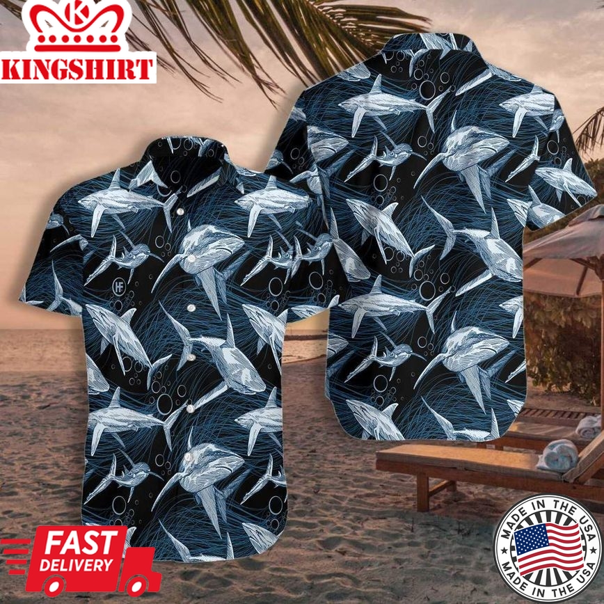 Under Water Shark Trendy Hawaiian Shirt