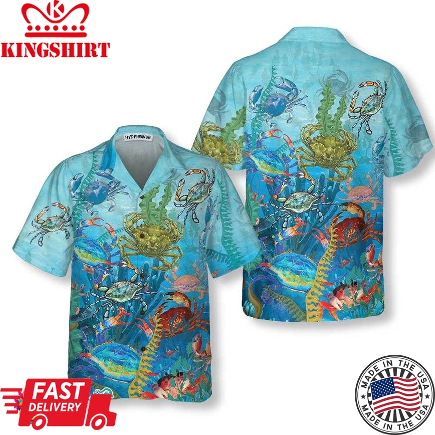 Underwater World Crab Hawaiian Shirt, Cool Crab Shirt For Men And Women, Crab Gift Idea