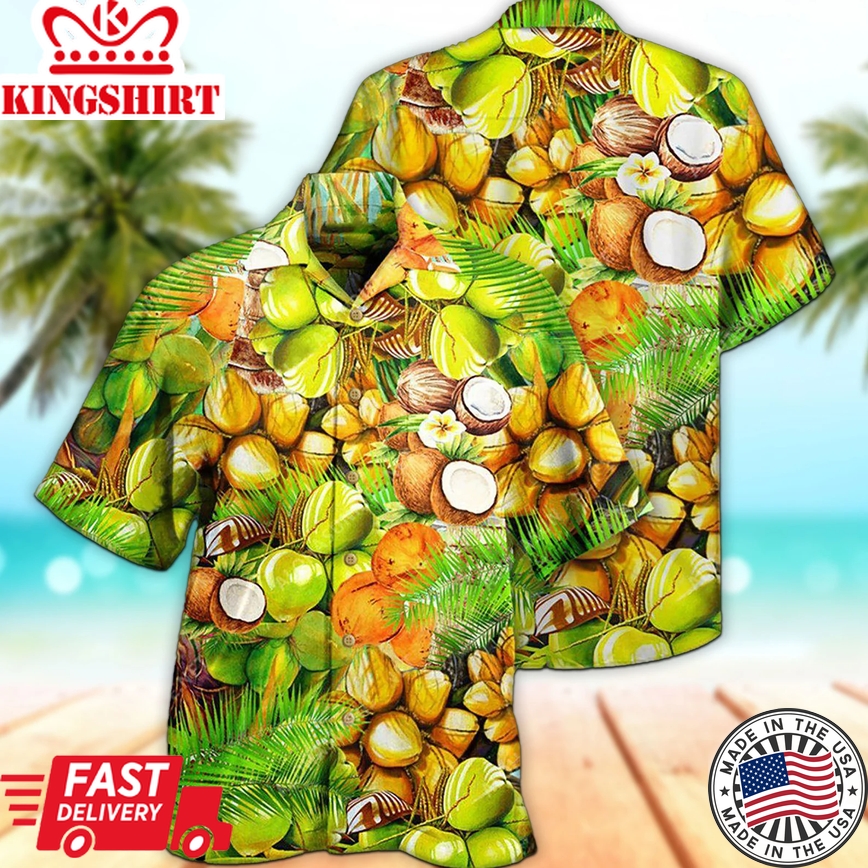 Unisex 3D Coconut Lover Trendy Hawaiian Shirt For Men, Aloha Trendy Hawaiian Shirt Short Sleeve Hawaiian