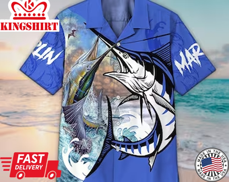 Unisex 3D Marlin Fish Custom Trendy Hawaiian Shirt For Men & Women, Aloha Trendy Hawaiian Shirt Short Sleeve Hawaiian