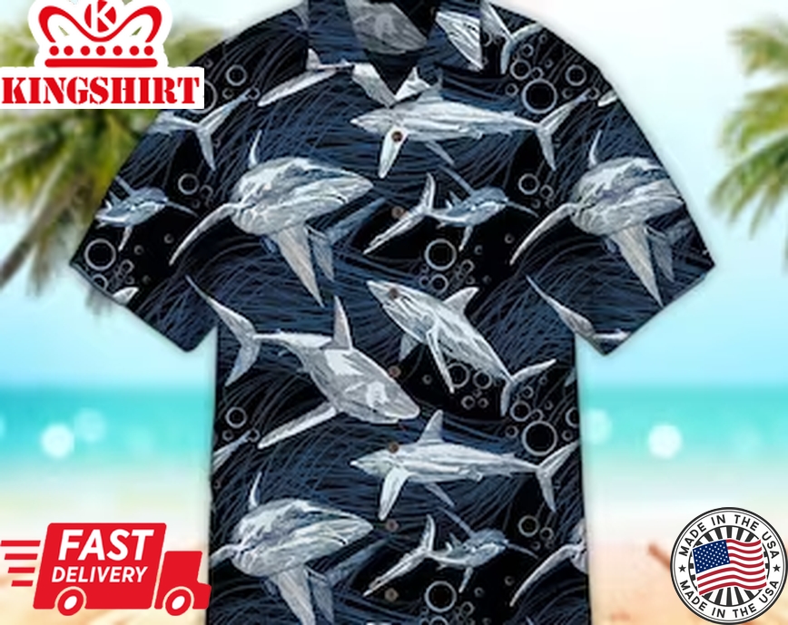 Unisex 3D Underwater Marine Fish Pattern Blue Trendy Hawaiian Shirt Limited Edition, Aloha Trendy Hawaiian Shirt Short Sleeve Hawaiian