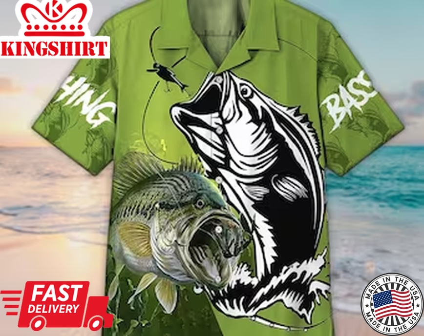 Unisex Bass Fish Custom Trendy Hawaiian Shirt For Men & Women, Aloha Trendy Hawaiian Shirt Short Sleeve Hawaiian