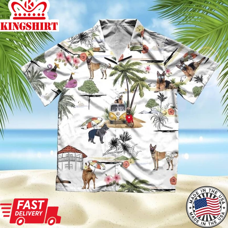 Unisex Belgian Shepherd Dog Beach Trendy Hawaiian Shirt, Shepherd Trendy Hawaiian Shirt, Aloha Shirt For Dog Lover Summer Gifts