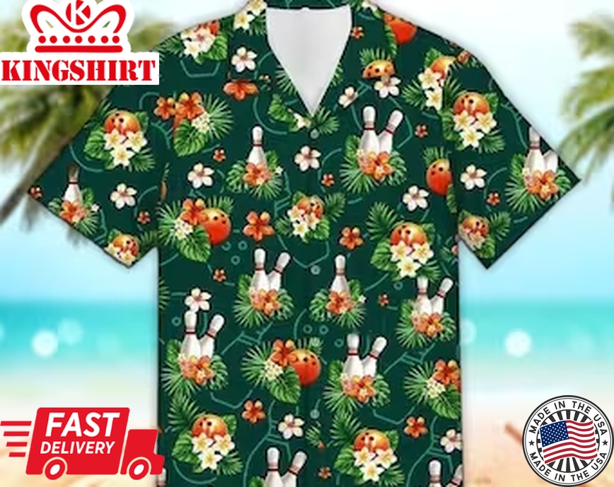 Unisex Bowling Trendy Hawaiian Shirt Bowling Lover Gifts Tropical Trendy Hawaiian Shirt, Aloha Trendy Hawaiian Shirt Short Sleeve Hawaiian