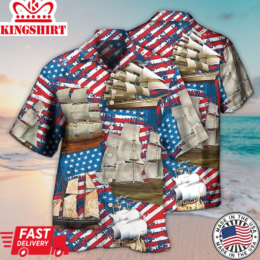 Unisex Sailing America Independence Day Trendy Hawaiian Shirts