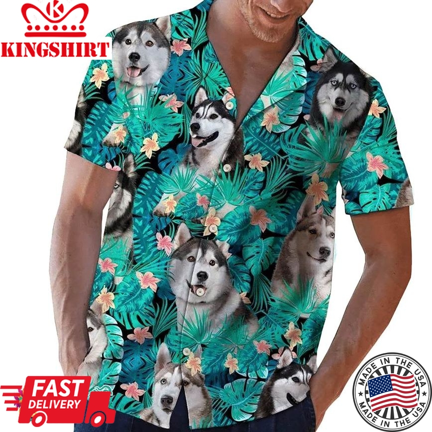 Unisexsiberian Husky Hawaiian Shirt Husky Tropical, Aloha Hawaiian Shirts