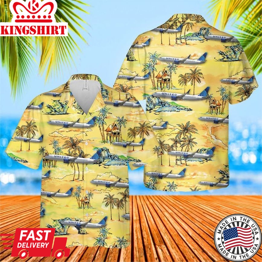 United Airlines Boeing 737-824 Trendy Hawaiian Shirt, Hawaii Shirt For Men