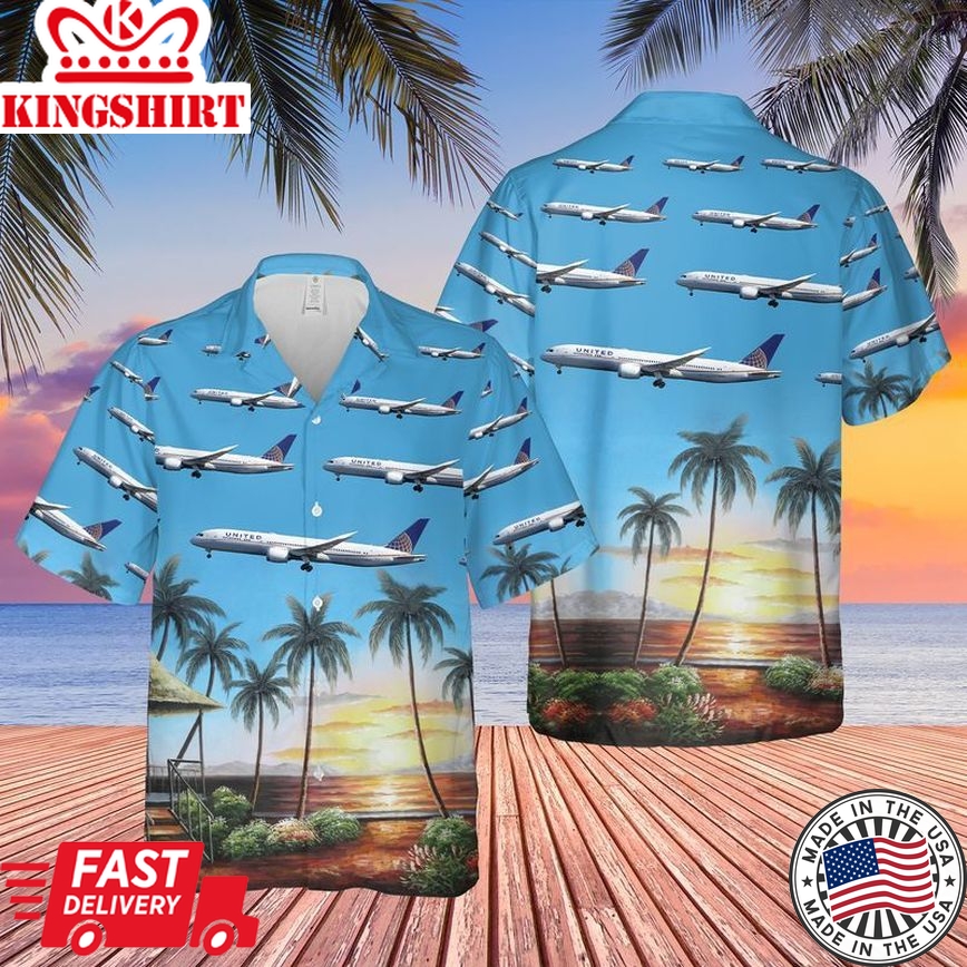 United Airlines Boeing 787-9 Dreamliner Trendy Hawaiian Shirt