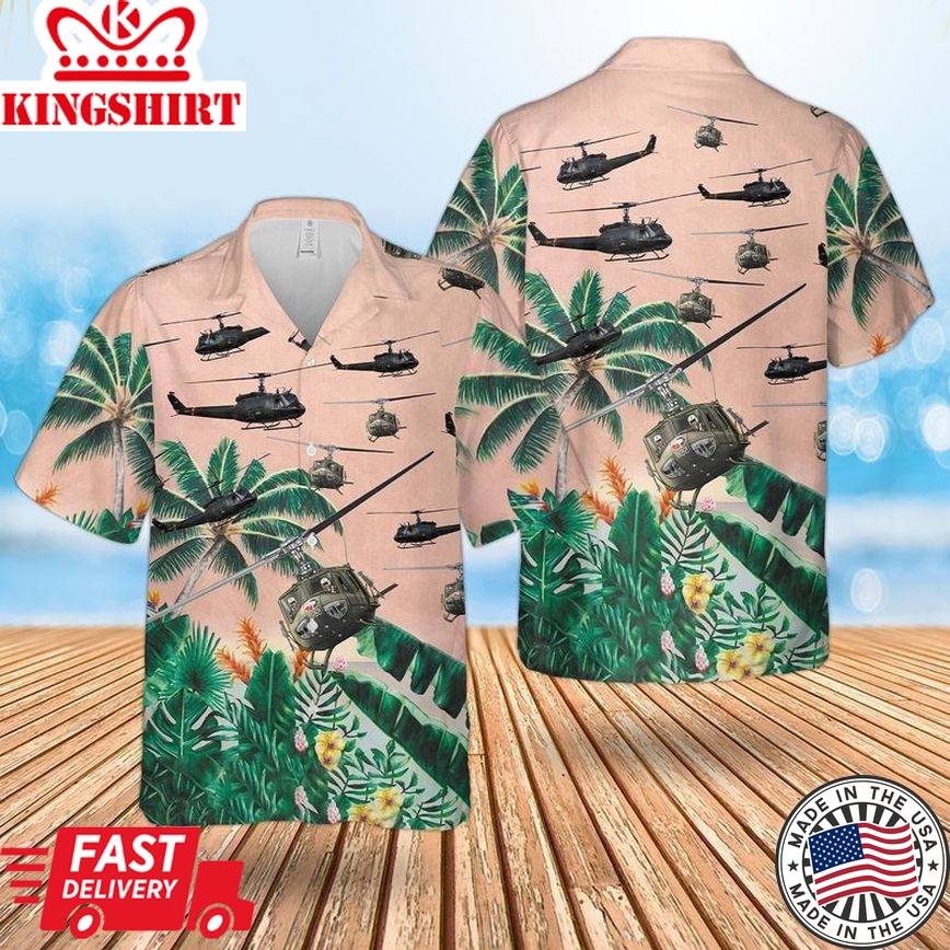 United States Army Huey Helicopter Trendy Hawaiian Shirt