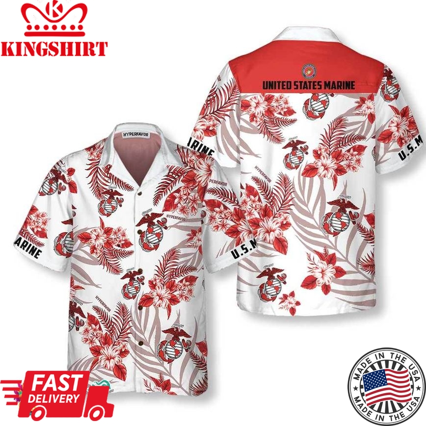 United States Marine Corps Hawaiian Shirt, Proud Usmc Shirt For Men, Us Marine Corps Shirt Short Sleeve, Best Gift For Marines