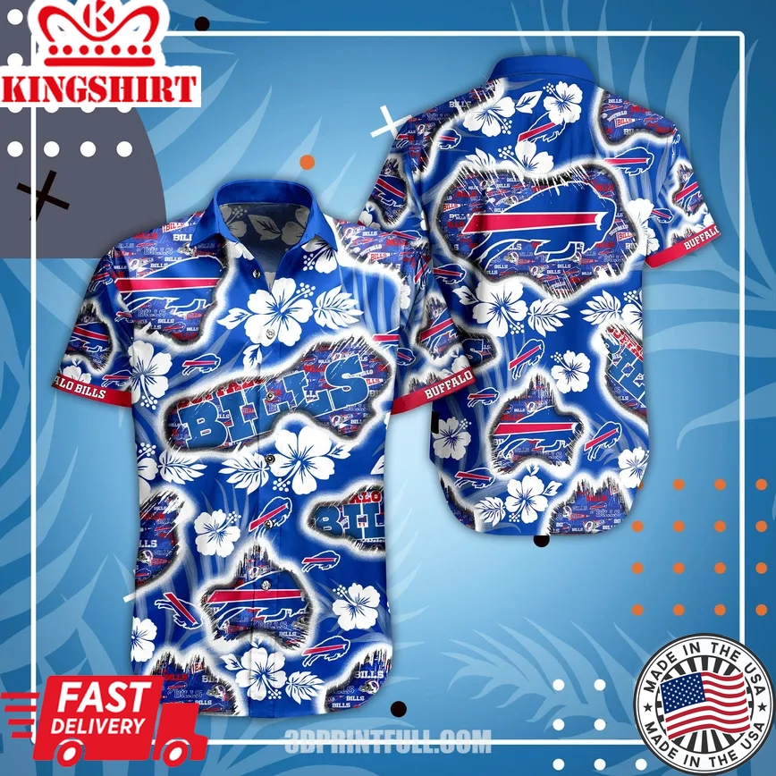 Unleash Your Team Spirit with Buffalo Bills Hawaiian Shirt N33 - Tropical Flower with Cat