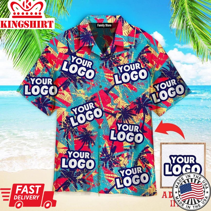 Urban Geometric Palms Tree Your Logo Custom Hawaiian Shirt