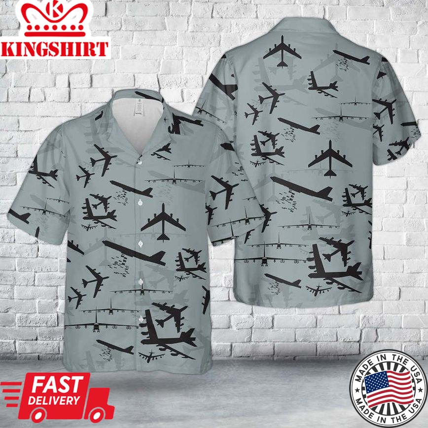 Us Air Force Boeing B-52 Stratofortress Aircraft Silhouettes Trendy Hawaiian Shirt