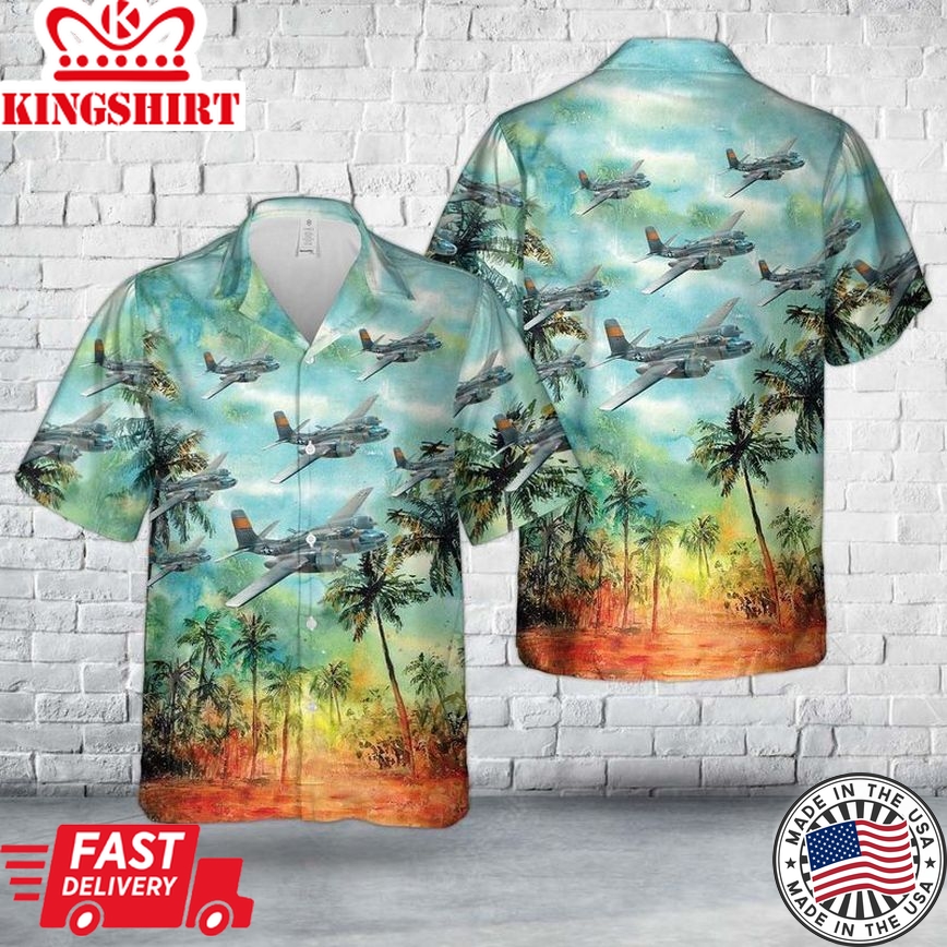 Us Air Force Douglas A-26?-15 Invader In Wwii Trendy Hawaiian Shirt