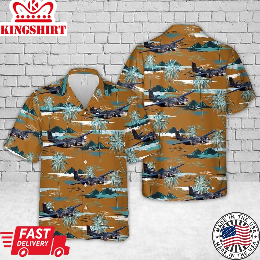 Us Air Force Douglas A-26 Invader In Wwii Trendy Hawaiian Shirt