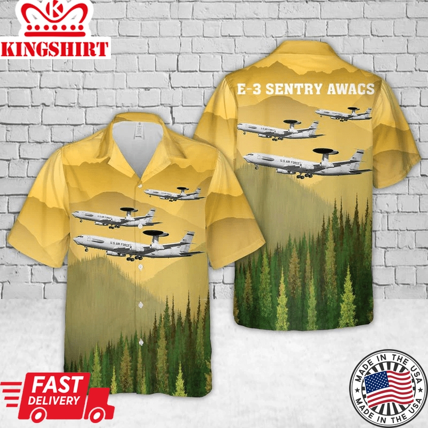 Us Air Force E-3 Sentry Awacs Trendy Hawaiian Shirt