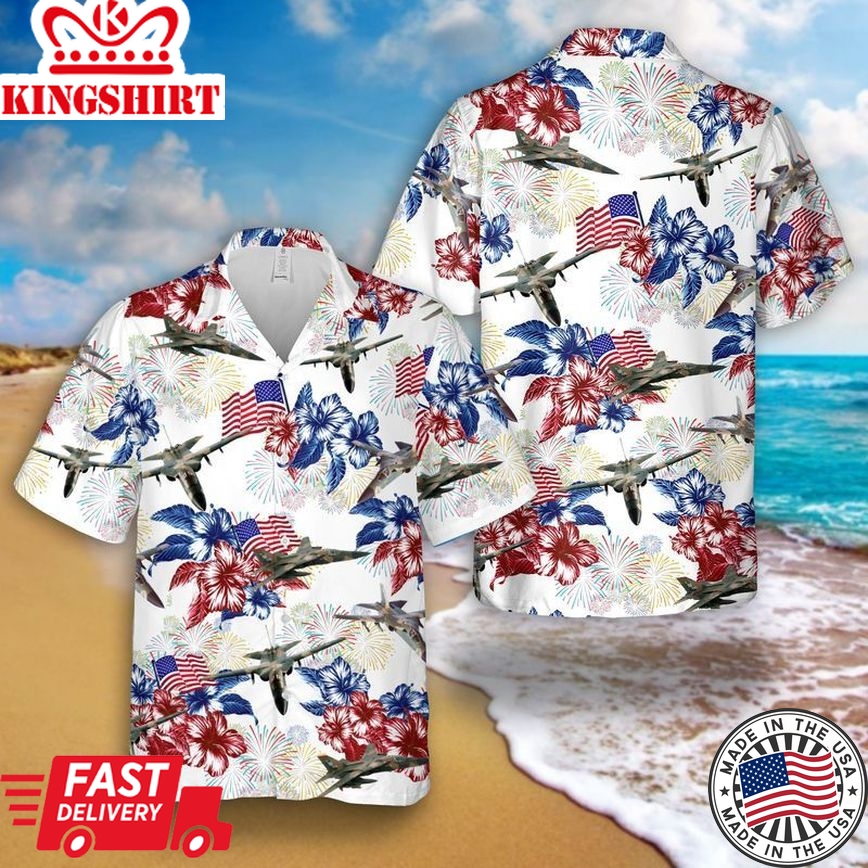 Us Air Force General Dynamics F-111 Aardvark 4Th Of July Trendy Hawaiian Shirt, Patriotic Trendy Hawaiian Shirt For Men