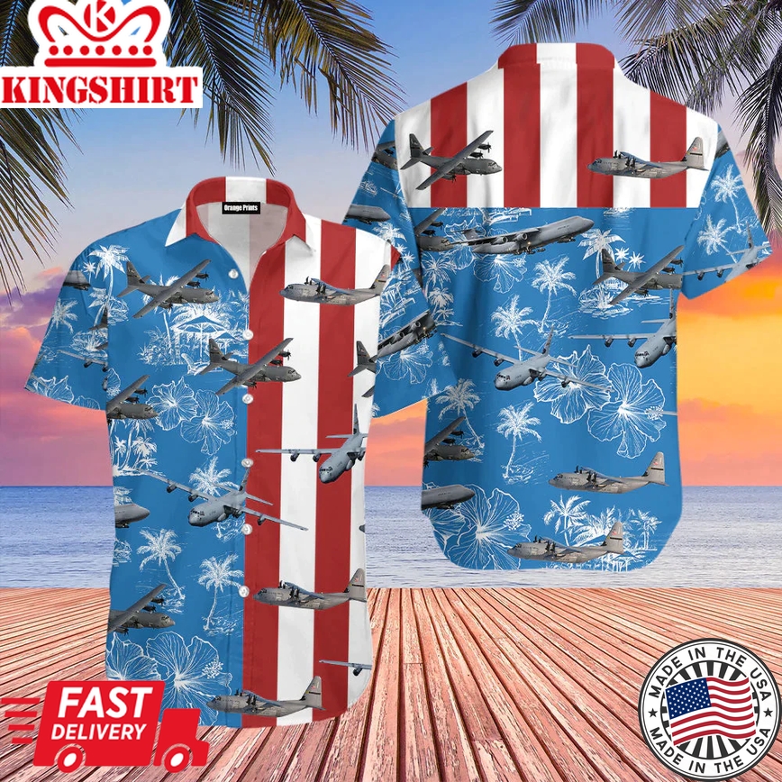 Us Air Force Lockheed C-130 Hercules 4Th Of July Trendy Hawaiian Shirt