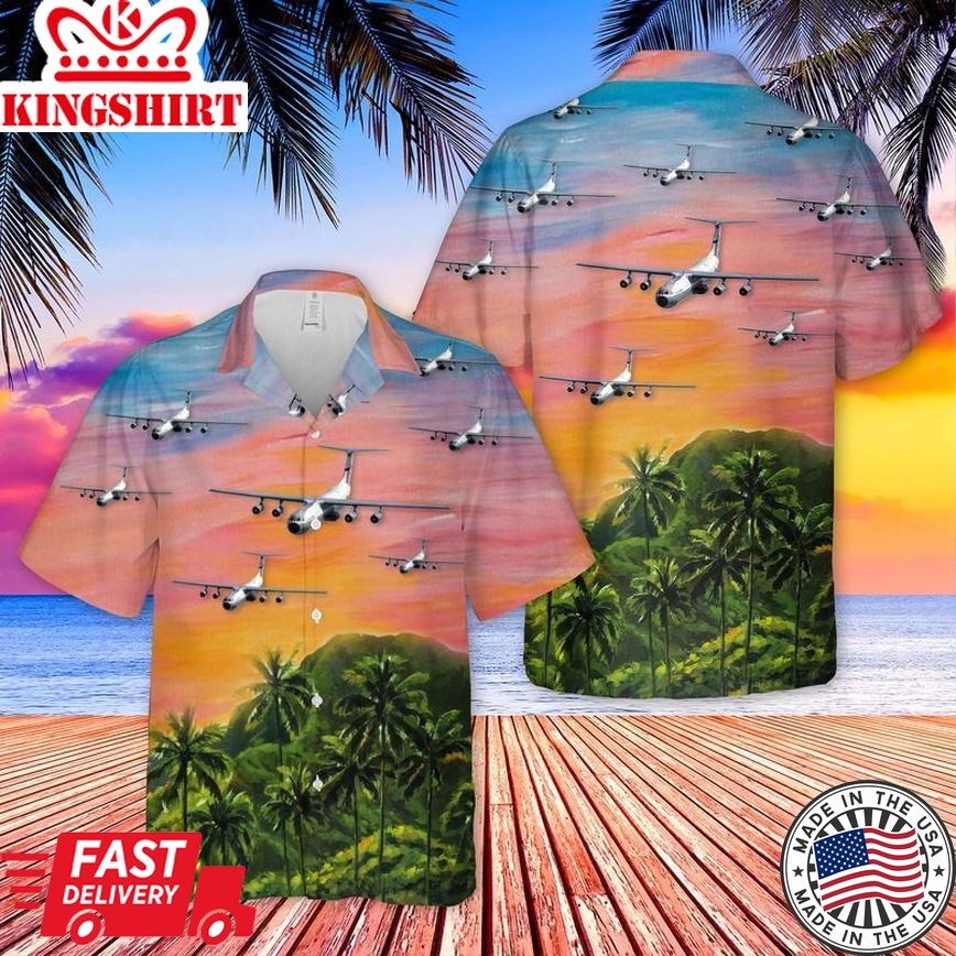 US Air Force Lockheed C-141 Starlifter Trendy Hawaiian Shirt: Air Mobility Command Heritage