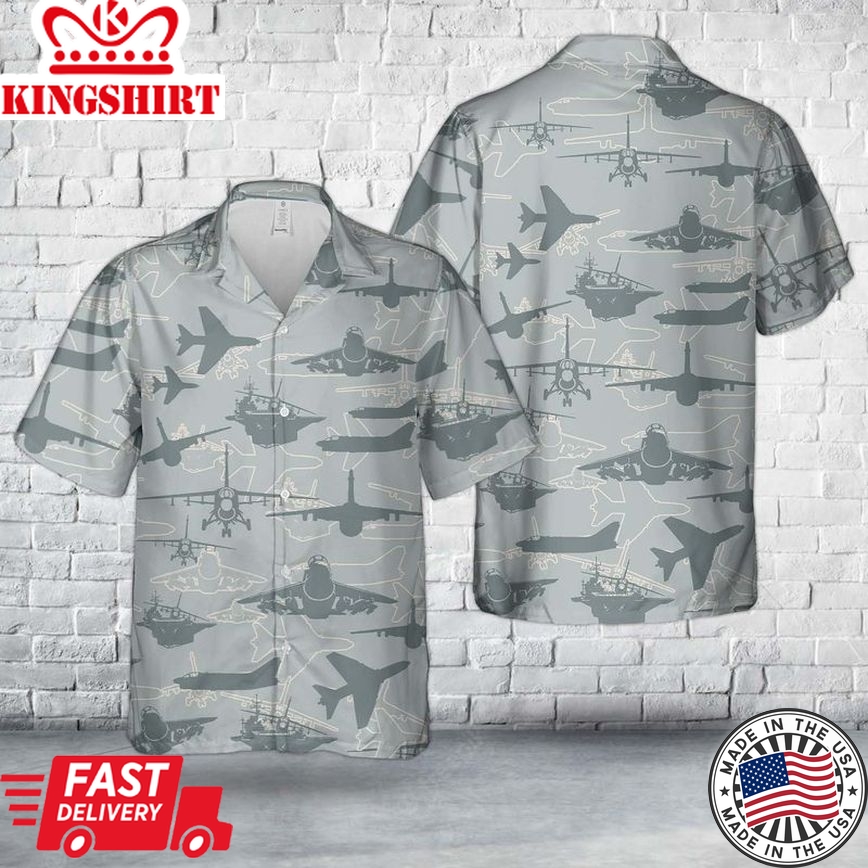 Us Air Force Ltv A-7 Corsair Ii Silhouette Trendy Hawaiian Shirt