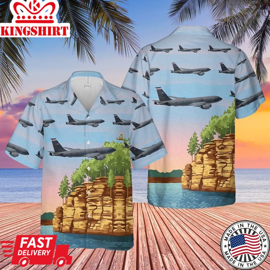 Us Air Force Wisconsin Air National Guard 128Th Air Refueling Wing Kc-135R Stratotanker Trendy Hawaiian Shirt