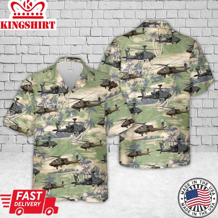 Us Army Apache Ah-64 Helicopter Trendy Hawaiian Shirt