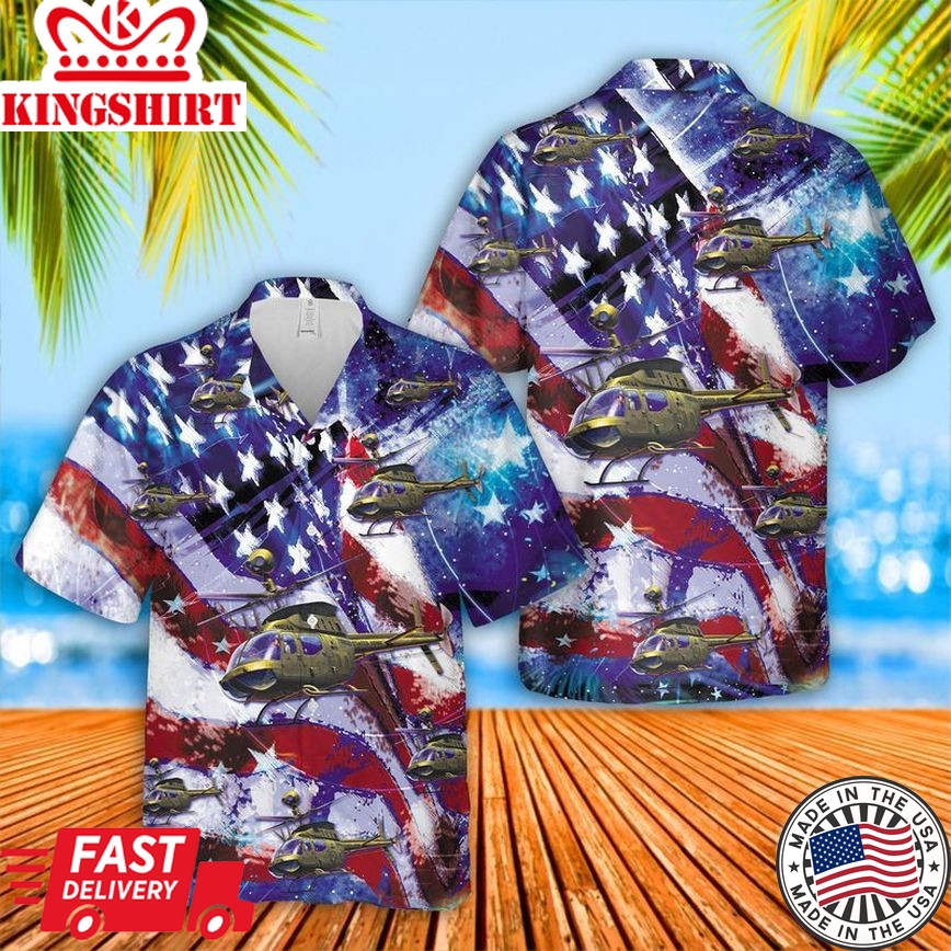 Us Army Bell Oh-58 Kiowa 4Th Of July Trendy Hawaiian Shirt