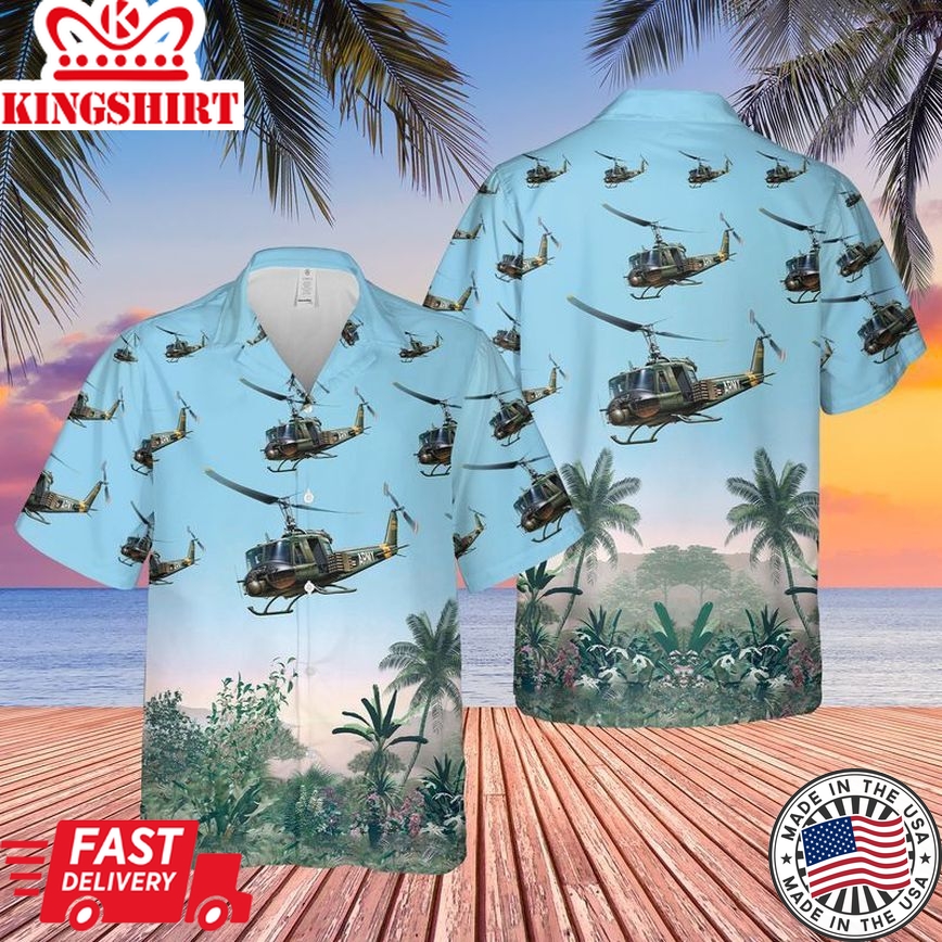 Us Army Bell Uh-1B Helicopter Trendy Hawaiian Shirt