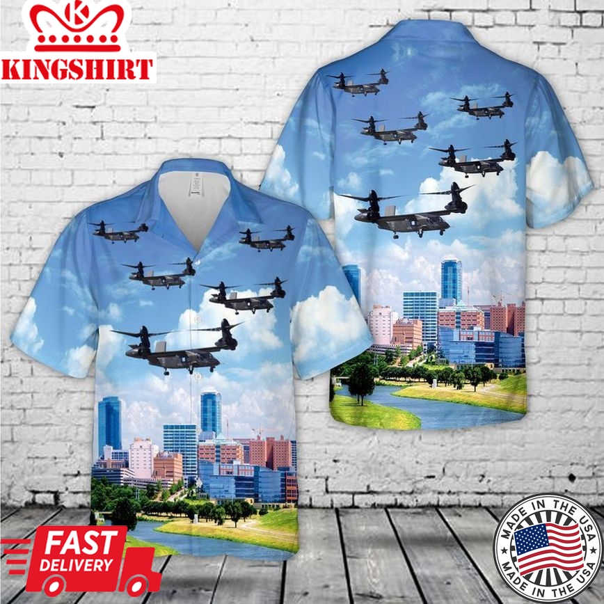 Us Army Bell V-280 Valor Flying Over Fort Worth, Texas Trendy Hawaiian Shirt