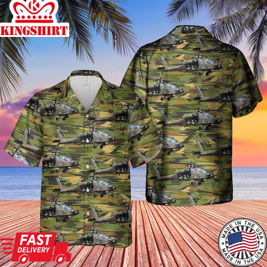 Us Army Boeing Ah-64D Apache Trendy Hawaiian Shirt