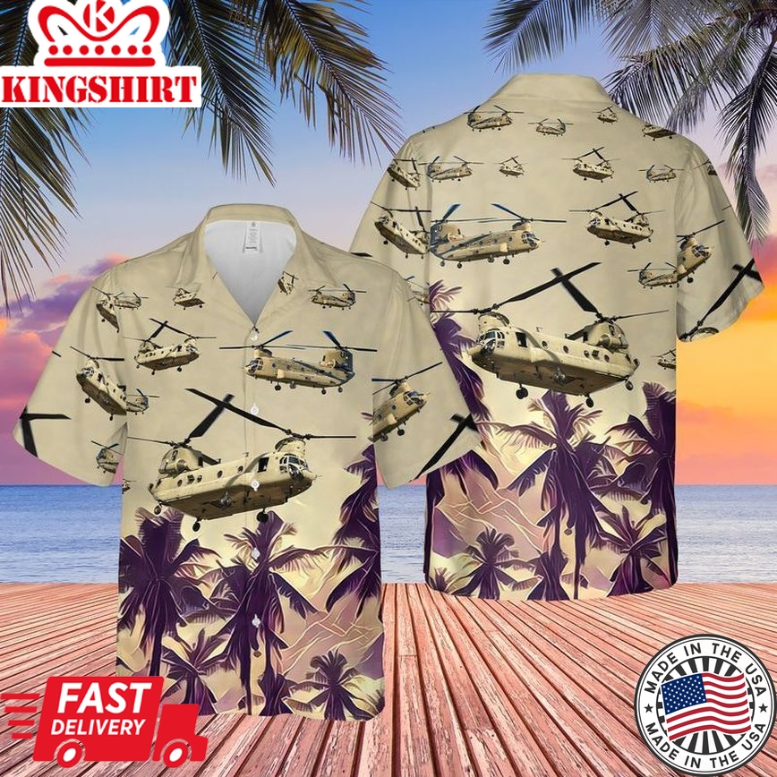 Us Army Boeing Ch-47 Chinook Trendy Hawaiian Shirt