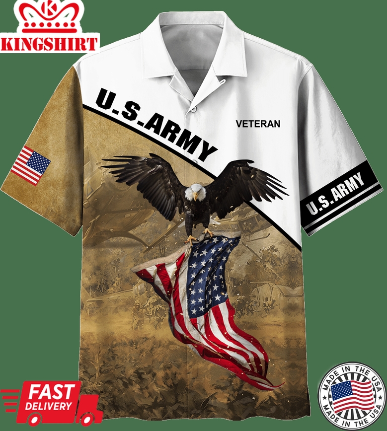 Us Army Eagle American Flag Veteran Days Hawaiian Shirt