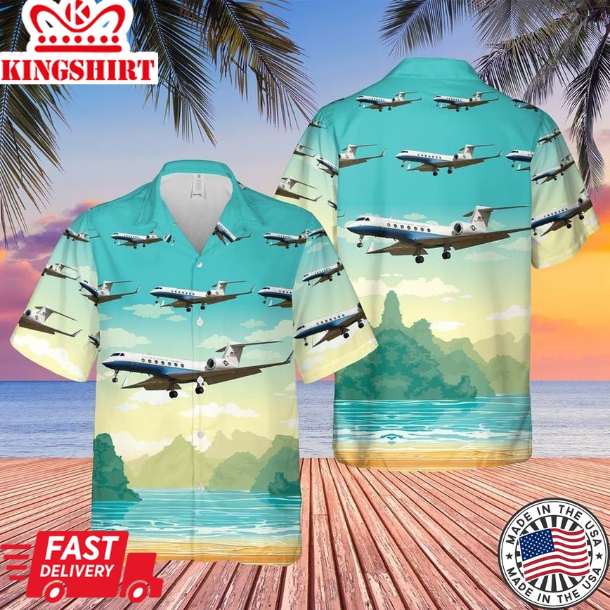 Us Army Gulfstream C-37B Trendy Hawaiian Shirt