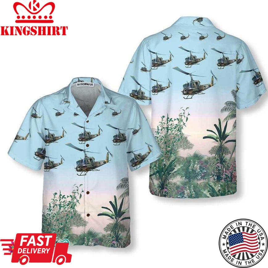 Us Army Helicopter Hawaiian Shirt, Tropical Helicopter Shirt For Men