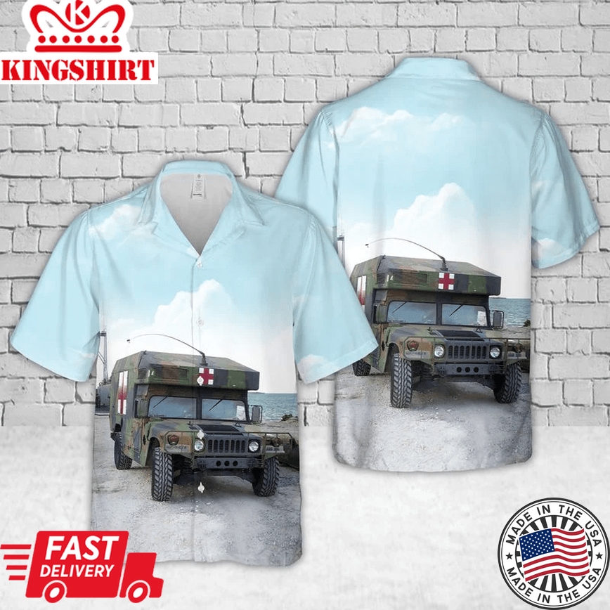 Us Army High-Mobility Multipurpose Wheeled Vehicle M-997 Ambulance Trendy Hawaiian Shirt