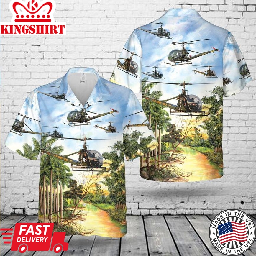 Us Army Hiller Oh-23 Raven Trendy Hawaiian Shirt