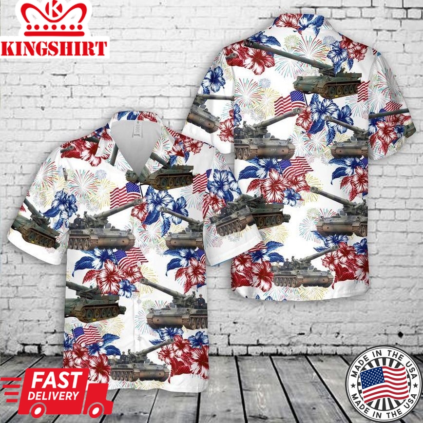 Us Army Howitzer Flag Trendy Hawaiian Shirt