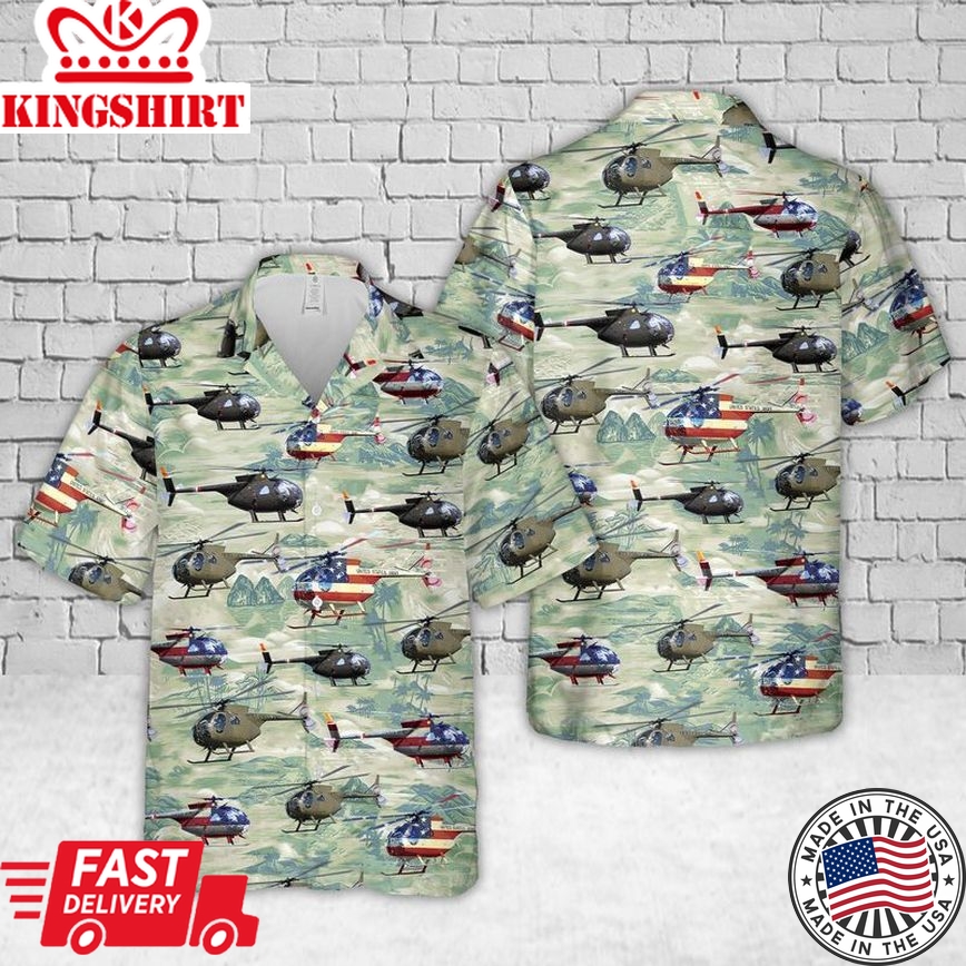 Us Army Hughes Oh-6 Cayuse Trendy Hawaiian Shirt