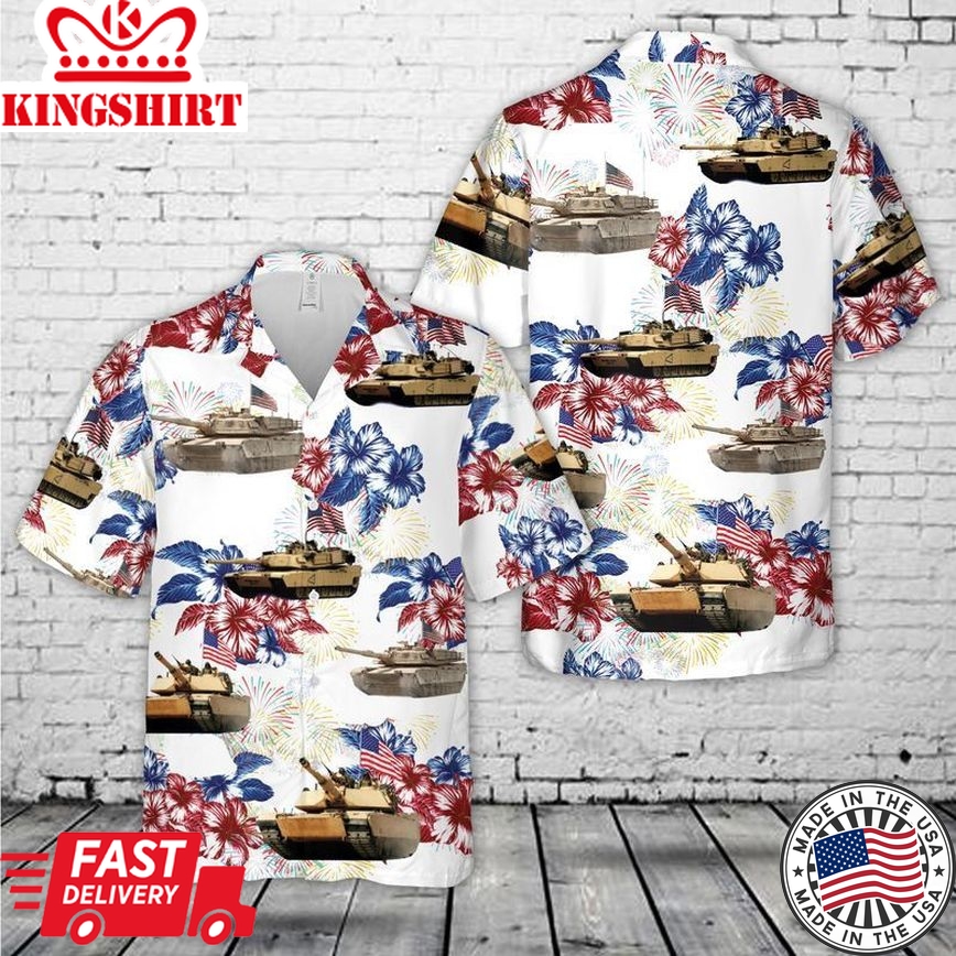 Us Army M1A1 Abrams Tank July 4Th Trendy Hawaiian Shirt