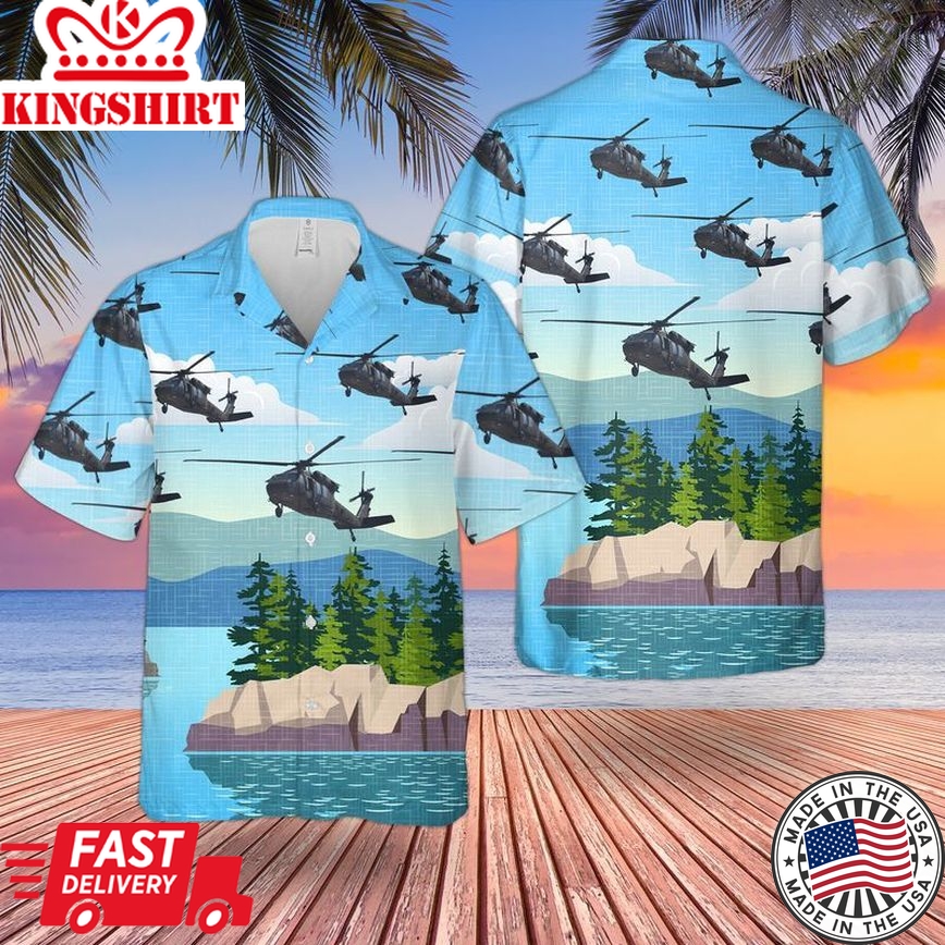 Us Army New York Army National Guard 142Nd Aviation Regiment Uh-60L Black Hawk Trendy Hawaiian Shirt