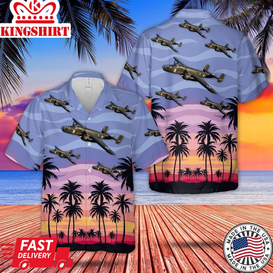 Us Army North American B-25 Mitchell Of World War 2 Trendy Hawaiian Shirt