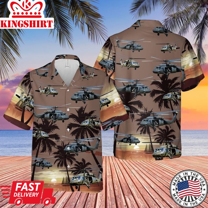 Us Army Sikorsky Uh-60 Black Hawk Helicopter Trendy Hawaiian Shirt